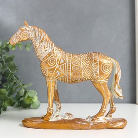 Сувенир полистоун "Лошадь" геометрические узоры золото 19х20,5х5,2 см в Донецке