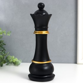 Сувенир полистоун "Шахматная фигура. Ферзь" чёрный с золотом 26х9х9 см