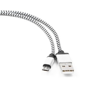 Кабель Cablexpert CC-mUSB2sr1m, microUSB - USB, 1 м, зарядка + передача данных, серебристый 9222980