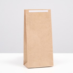 Пакет крафт бумажный фасовочный, прямоугольное дно, с клеевой лентой 8 х 5 х 17 см