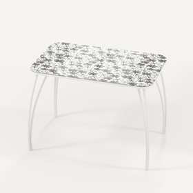 Обеденный стол Stalker, 1030 × 640 × 750 мм, ножки белые F1, фотопечать цветочный сатин