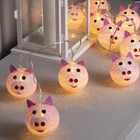 Гирлянда «Нить» 2 м с насадками «Поросёнок», IP20, прозрачная нить, 10 LED, свечение тёплое белое, AAх2 7989820