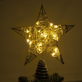 {{photo.Alt || photo.Description || 'Светодиодная верхушка на ёлку «Звезда золотистая» 20 см, 20 LED, батарейки CR2032х2, свечение тёплое белое'}}
