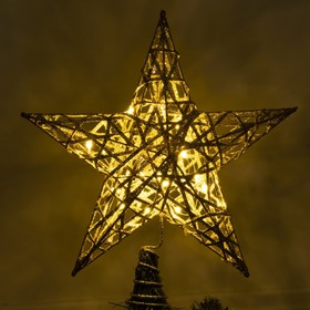 {{photo.Alt || photo.Description || 'Светодиодная верхушка на ёлку «Звезда золотистая» 25 см, 20 LED, батарейки CR2032х2, свечение тёплое белое'}}