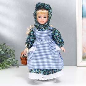 Кукла коллекционная керамика "Маруся в синем цветочном платье и косынке" 30 см в Донецке