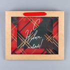 Пакет крафтовый с пластиковым окном «Новогодняя клетка», 31 х 26 х 11 см 7724296