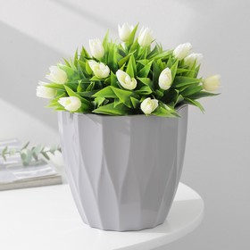 Кашпо для цветов со вставкой «Флюте», 1,9 л, цвет серый