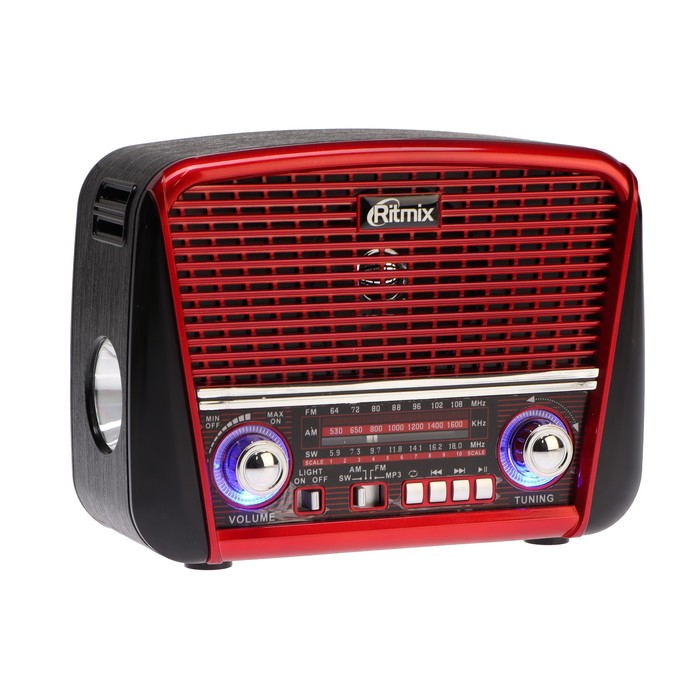 Радиоприемник Ritmix RPR-050 RED, функция MP3-плеера, фонарь, красный - фото 5580685