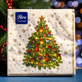 Салфетки бумажные Перышко Prestige 33х33  "Новогоднее чудо" 3сл 20л.