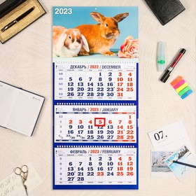 Календарь квартальный, трио "Символ Года - 3" 2023 год, 31х69см