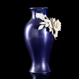Ваза White Rose Snello, синяя, 18 × 18 × 35 см