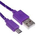 Кабель OXION DCC288, microUSB - USB, зарядка + передача данных, 1 м, оплетка, фиолетовый - фото 5674045