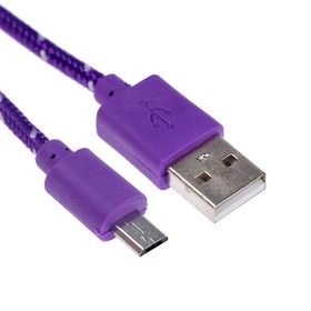 Кабель OXION DCC288, microUSB - USB, зарядка + передача данных, 1 м, оплетка, фиолетовый
