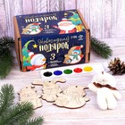 Деревянные фигурки под раскраску с мягкой игрушкой «Весёлый снеговик» - фото 107880062
