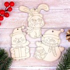 Деревянные фигурки под раскраску с мягкой игрушкой «Весёлый снеговик» - фото 107880064