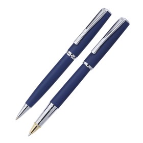 Набор ручка шариковая + роллер PIERRE CARDIN PEN&PEN, корпус латунь матовая, отделка сталь, узел 0.7 мм, чернила синие, синий