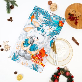 Полотенце 35х60 см, Рождественскай прогулка, вафля, 160г/м2, хлопок 100%