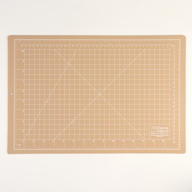 Мат для резки, двусторонний, 45 × 30 см, А3, цвет бежевый/зелёный
