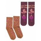 Носки для девочек, размер 18-20, цвет охра, черника  2 шт - фото 8094394