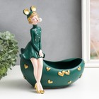Сувенир полистоун подставка "Девушка ушки мишки, с пузырём" тёмно-зелёный 29х19х28 см - фото 5665690