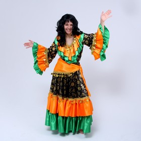 Карнавальный костюм «Цыганка», цвет оранжево-зелёный, р. 52-54, рост 170 см