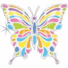 Шар фольгированный 33'' Фигура "Сверкающая бабочка" Голография, 1 шт 35087H - фото 802363263