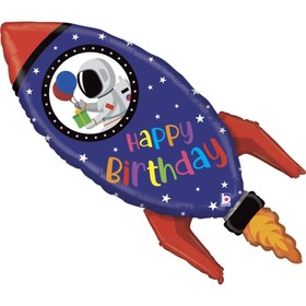 Шар фольгированный 40'' «С днём рождения! Космическая ракета», фигура, 1 шт.