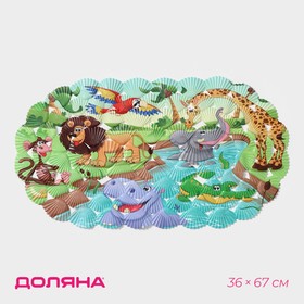 SPA-коврик для ванны на присосках Доляна «Звери Африки», 36×67 см