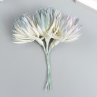 Декор для творчества "Игольчатая астра" 1 букет=6 цветков сиренево-белый 4х13 см - фото 802368707