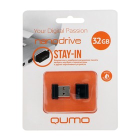 Флешка Qumo Nano Black, 32 Гб, USB2.0, черная