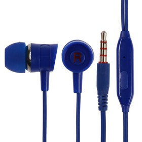 Наушники Blast BAH-256 Mobile, вакуумные, микрофон, управление, 32 Ом, 3.5мм, 1.2м, синие