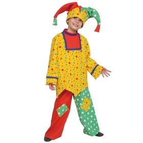 Карнавальный костюм "Скоморох", рубашка, брюки, колпак, рост 128-134 см