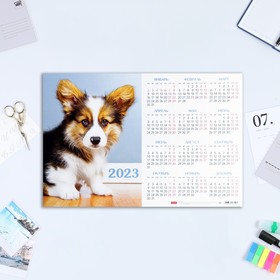 Календарь листовой "Собака" картон, 2023 год, А3