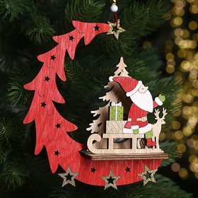 Декор с подсветкой «Дед мороз на санках» 15,5 × 4,5 × 18 см