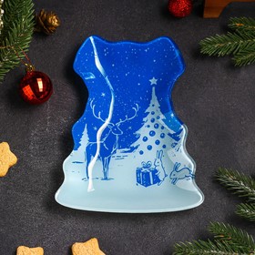 Блюдо сервировочное Доляна «Елочка с бантом. Зимняя ночь», 21×16×2 см