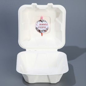 Коробка для бенто-торта со свечкой и наклейкой «Новогодняя акварель», 15 х 15 х 6 см
