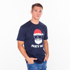 Футболка мужская новогодняя с принтом «PARTY MAN», цвет синий, размер 54