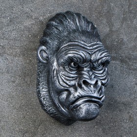 Подвесной декор "Голова гориллы" серебро, 32х21х16см