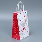 Пакет подарочный крафтовый «Ты в моём сердечке», 12 × 21 × 9 см 7889214