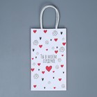 Пакет подарочный крафтовый «Ты в моём сердечке», 12 × 21 × 9 см 7889214