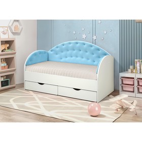 Кровать без бортика «Софа 10.1», 800 × 1600 мм, цвет корпуса белый / велюр бирюзовый