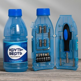 Набор инструментов в бутылке «Круть Верть», универсальный, 15 предметов 9050044