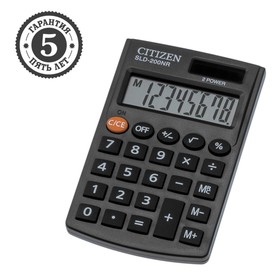 Калькулятор карманный 8-разрядный, Citizen SLD-200NR, двойное питание, 62 х 98 х 10 мм, чёрный в Донецке