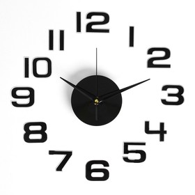 Часы-наклейка, серия: DIY, "Данбери", плавный ход, d-30 см, 1 ААА, черные