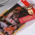 Конверт ручной работы "С Новым Годом!" фигурный пряник, олень в очках 9308572