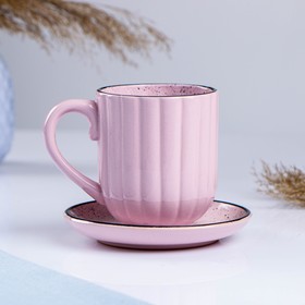 Чашка с блюдцем "Блум" розовая, 0,35л