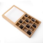 Коробка складная под 16 конфет с окном, крафт, 17,7 х 17,7 х 3,8 см 7904581