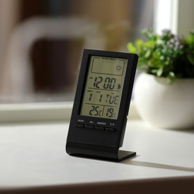 Термометр электронный LTR-06, комнатный, гигрометр, будильник, 1хLR1140 черный