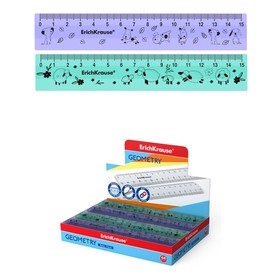 Линейка 15 см ErichKrause, микс из 2 цветов, для девочек 9304267