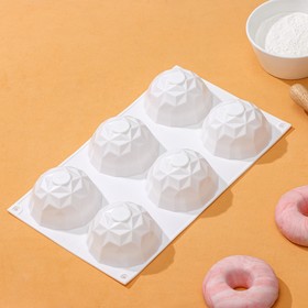 Форма для выпечки и муссовых десертов KONFINETTA «Кристалл», 6 ячеек, 30×17,5×4 см, 6×6×4 см, силикон, цвет белый